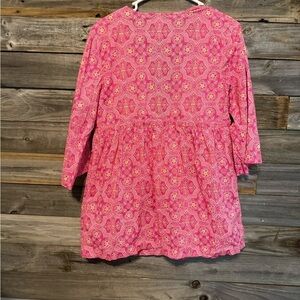 J Crew Factory Tunic Womens Small Pink Orange 3/4 Sleeve Front Tie Tissue Swim
